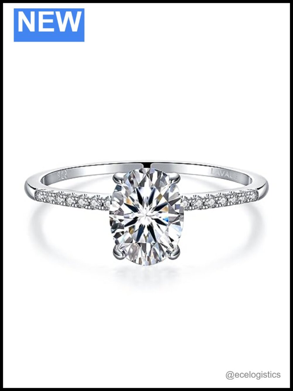 Moissanite Engagement Ring 1.5 CT Oval Cut Sterling Silver Wedding Band